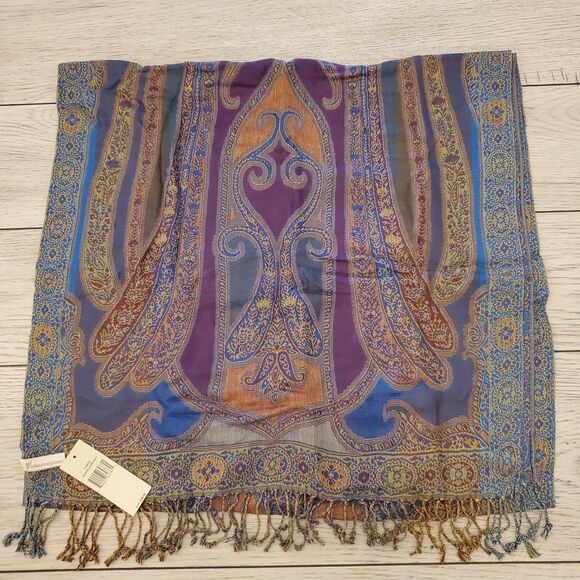 Collection 18 Viscose Paisley Scarf w/Fringe 76" x 21" NWT Boho - Picture 1 of 6